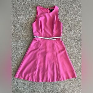 Pink A-line White House Black Market dress with silver belt in size 0